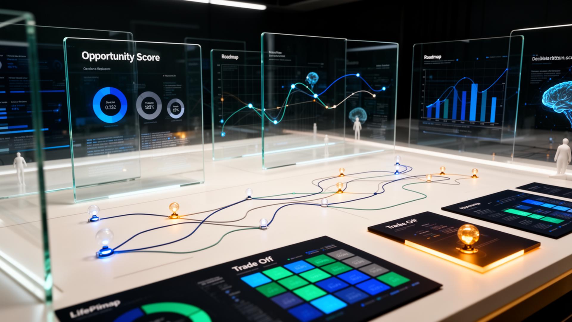 LifePilot AI decision intelligence command center with analytical dashboards and trade-off pathways